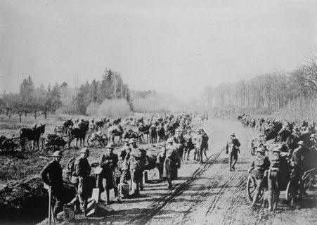 Americans going to front, Feb 1918. Creator: Bain News Service.