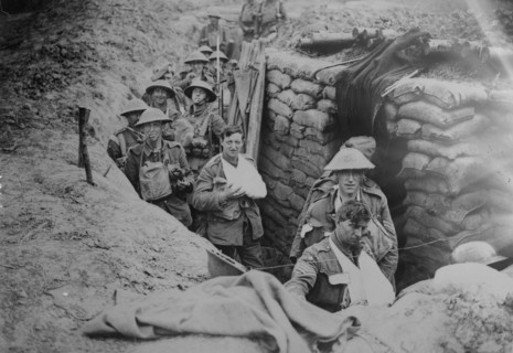 Wounded British in trench, 18 Aug 1918. Creator: Bain News Service.