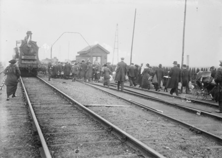 Antwerp refugees fleeing to Holland, 1914. Creator: Bain News Service.