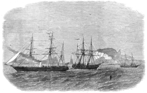 Pekin, one of the European-Chinese Squadron, leaving Chefoo, Shantung, 1864. Creator: Unknown.