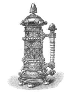 Tankard presented to the Nottingham (Robin Hood) Rifle Corps by the Duke of St. Albans, 1864. Creator: Unknown.