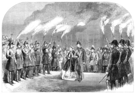 Visit of the Prince and Princess of Wales to Sweden: the landing at Stockholm…, 1864. Creator: Mason Jackson.