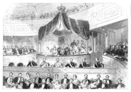 Visit of the Prince and Princess of Wales to Sweden:...at the Theatre Royal, Stockholm..., 1864. Creator: Unknown.