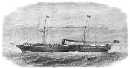 The Pacific Steam Navigation Company's new iron mail steam-ship Quito, 1864.  Creator: Unknown.