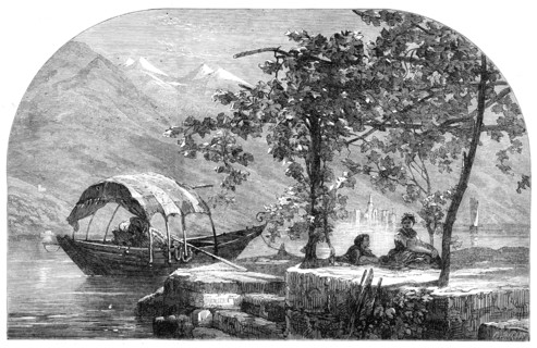 Autumn on the Lago Maggiore, by F. Dillon, in the Exhibition of the British Institution, 1864. Creator: Mason Jackson.