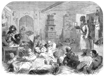 The War in Schleswig: Austrian outpost near Lottorf - from a sketch by our special artist, 1864. Creator: Unknown.