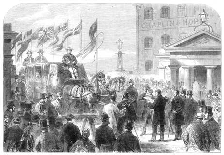 Opening of Southwark Bridge toll free, 1864. Creator: Mason Jackson.