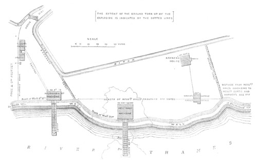 The late gunpowder explosion: site of the powder-magazines at Belvedere, in the Erith Marshes, 1864. Creator: Unknown.