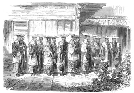 Scenes in Japan: the night guard at Jeddo, 1864. Creator: Mason Jackson.