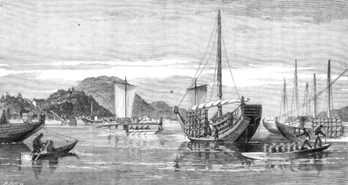 Scenes in Japan: the town and harbour of Simonosaki, 1864. Creators: Unknown, Mason Jackson.