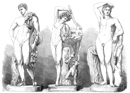Ancient statues in the British Museum, from the Farnese Palace at Rome, 1864. Creator: Unknown.