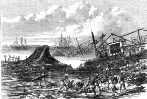 Effects of the cyclone at Calcutta, 1864. Creator: Unknown.