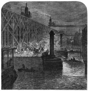 Demolition of Blackfriars Bridge, 1864. Creator: Mason Jackson.