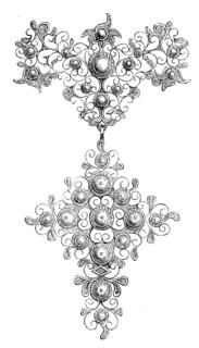 The Loan Collection, South-Kensington: Sevigné-gold open filigree-work set with pearls, 1862. Creator: Unknown.