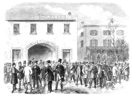 Election Day in New York: a polling-place among the "Upper Ten", 1864. Creator: Unknown.