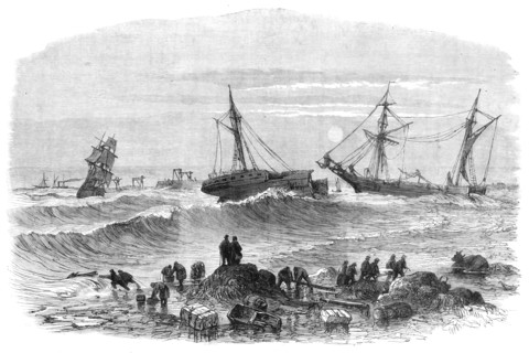 Wreck of the Aberdeen steamer Stanley at Tynemouth, 1864. Creator: Unknown.