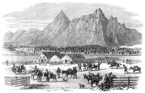 Sketches in British Columbia: scene at the fountain near Parsonville, Fraser River, 1864. Creator: Unknown.