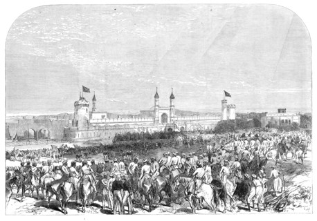 Arrival of the Governor-General of India at the Lahore railway station, 1864. Creator: C. R..