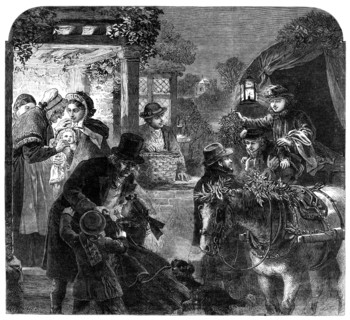 A Visit to the Old Folk on Christmas Eve - drawn by Alfred Hunt, 1864. Creator: Mason Jackson.