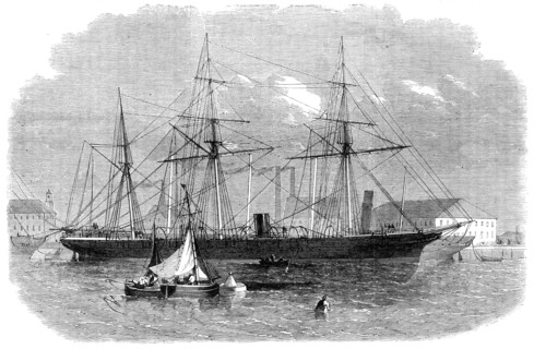 The suspected Confederate cruiser Pampero seized at Glasgow, 1864.  Creator: Unknown.