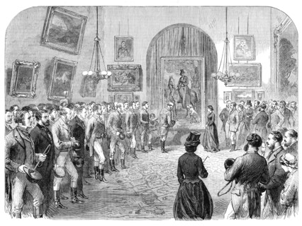 Presentation to the Countess of Yarborough of an equestrian portrait of her Ladyship..., 1864. Creator: Unknown.
