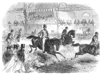 The Horse Show at Islington: trying the hunters, 1864. Creator: Unknown.