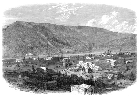 The Petroleum Oil Works at Franklin, Pennsylvania, 1864. Creator: Unknown.