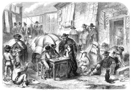 Letter-writers and dealers in cigar-ends at Rome, 1864. Creator: Unknown.