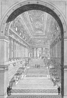 Royal Academy Prize Drawing: "Staircase of a Royal Palace", by Mr. Richard Phene Spiers, 1864. Creator: Unknown.