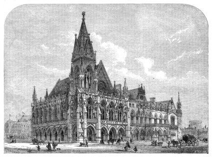Royal Academy Prize Drawing: "A Provincial Townhall and Market-place", by...Watson, 1864.  Creator: Mason Jackson.