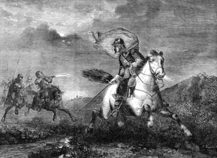 The Escape, by R. Beavis, from the Exhibition of the Royal Academy, 1864. Creator: W Thomas.