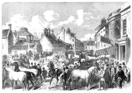 The annual horse fair at Horncastle, Lincolnshire, 1864. Creator: Unknown.
