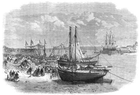 Laying the foundation-stone of the Hubberston Dock at Milford Haven, 1864. Creator: Unknown.