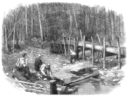 The Chaudière Gold-Fields, Canada: the diggings on a tributary of the Chaudière, 1864. Creator: Mason Jackson.