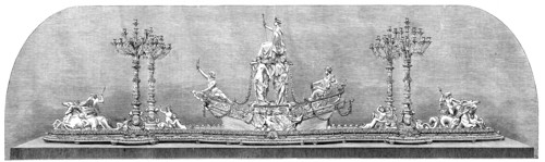 The International Exhibition: plateau and candelabra by Messrs. Christofle, of Paris, 1862. Creator: Unknown.