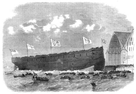 Our ironclad fleet: launch of the Royal Alfred screw-frigate at Portsmouth, on Saturday last, 1864. Creators: Edwin Weedon, Unknown.