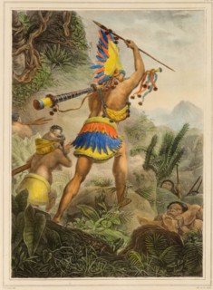 The Signal of Retreat (Coroados). From "Voyage pittoresque et historique au Brésil", 1830s. Creator: Debret, Jean-Baptiste (1768-1848).