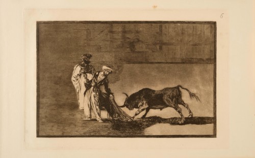 La Tauromaquia: The Moors make a different play in the ring calling the bull with..., 1815-1816. Creator: Goya, Francisco, de (1746-1828).