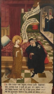 Scenes from the Legend of Saint Cordula: the apparition before the Knight of St. John..., c. 1490-14 Creator: Master of Cologne (active ca 1500).