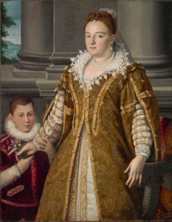 Portrait of Bianca Cappello (1548-1587), Grand Duchess of Tuscany with Her Son , ca 1580-1585. Creator: Allori, Alessandro (1535-1607).