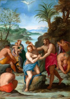 The Baptism of Christ, c. 1570. Creator: Allori, Alessandro (1535-1607).