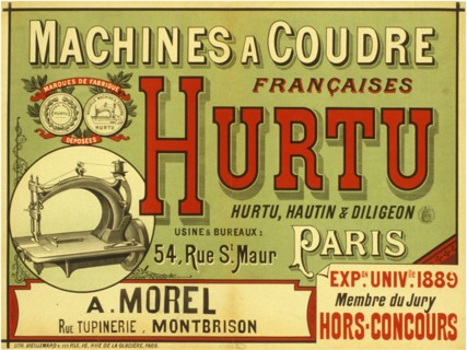 Machines à coudre françaises Hurtu, 1889. Creator: Anonymous.