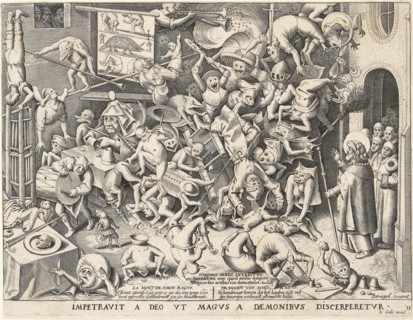 The Fall of the Magician Hermogenes (After Pieter Brueghel I), 1565. Creator: Heyden, Pieter, van der (1538-1572).