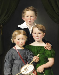 Hans and Bolette Puggaard's three children, 1827. Creator: Jensen, Christian Albrecht (1792-1870).