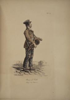 Hurdy-Gurdy player. From the Series "Cris de Paris" (The Cries of Paris), 1815. Creator: Vernet, Carle (1758-1836).