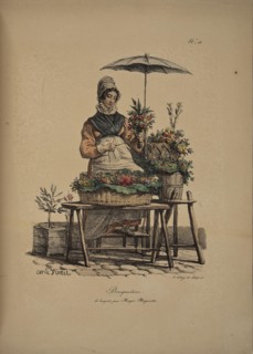 Flower girl. From the Series "Cris de Paris" (The Cries of Paris), 1815. Creator: Vernet, Carle (1758-1836).