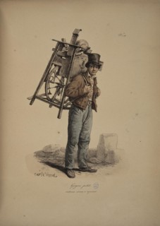 Grinder. From the Series "Cris de Paris" (The Cries of Paris), 1815. Creator: Vernet, Carle (1758-1836).