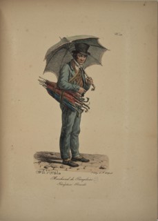 Umbrella seller. From the Series "Cris de Paris" (The Cries of Paris), 1815. Creator: Vernet, Carle (1758-1836).