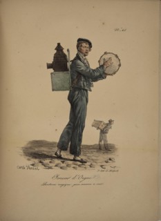 Organ player. From the Series "Cris de Paris" (The Cries of Paris), 1815. Creator: Vernet, Carle (1758-1836).