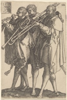 Three Trombonists, 1538. Creator: Aldegrever, Heinrich (1502-1560).